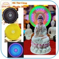 Đèn hào quang thờ Phật - viền hoa văn - meka 7 màu - Đồ thờ cúng Phước Hoa VHMART