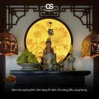 Đèn Hào Quang tượng Phật Lưu Ly, Mẹ Quan Âm, đèn LED Bàn Thờ size lớn/mini, hình hoa sen, chữ vạn