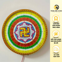 Đèn Hào Quang Vân Gỗ Chữ Vạn Để Bàn Thờ Phật, Vòng Hào Quang Phật Tạo Ra Ánh Sáng Vàng Sang Trọng, Tôn Nghiêm