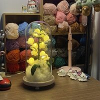 Đèn hoa linh lan thủ công móc len để bàn decor, đèn ngủ handmade lung linh | Xiaoxingcorner