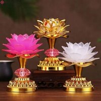 Đèn hoa sen NBANLIKE, Đèn LED 220V Phật giáo, Đồ dùng hiến tế đền thờ Pin 3xAA / Cắm vào Đèn ngủ mô phỏng 7 màu Thiền