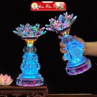 Đèn Hoa Sen Pha Lê Cao Cấp CHÂN THIỆN MỸ, Đồ Phong Thủy Thờ Cúng Bàn Thờ Phật, Gia Tiên HSPL-08
