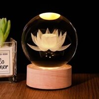 Đèn Hoa Sen Pha Lê LED Hình Cầu Chiếu Sáng, Đèn Gia Dụng Trang Trí Sang Trọng thanh tịnh