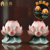 Đèn hoa sen sáng tạo, đèn cúng Phật, đèn LED ánh sáng vĩnh cửu, đèn gốm cắm điện, đèn cúng Phật tại nhà, đèn cúng Phật trước, đèn Guanyin thần tài [djy]