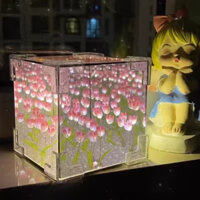 Đèn hoa tulip gương 2 chiều, Hoa tulip đèn tráng gương, đèn ngủ decor handmade KT 12*12cm