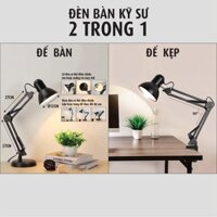 Đèn học để bàn có chân đế và chân kẹp bàn kiểu dáng Pixar P-7501