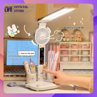 Đèn Học Để Bàn LED Chống Cận Gấp Gọn Cảm Ứng Thông Minh Tích Hợp Quạt Làm Mát - Với 3 Chế Độ Ánh Sáng Hỗ Trợ Làm Việc