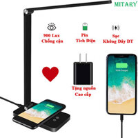 Đèn học để bàn MITARY MTR009 bóng LED chống cận, Tích Điện, Sạc Điện Thoại Không Dây, Điều khiển cảm ứng