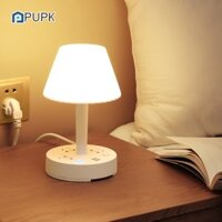 Đèn học để bàn PUPK Đèn ngủ mini để bàn đa năng tích hợp ổ cắm sạc USB có nút nguồn công tắc đèn