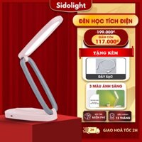 Đèn học để bàn Sidolight A139 đèn mini chống cận sạc pin tích điện gập gọn 3 màu ánh sáng