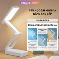 Đèn học gấp gọn PALMER chống cận bảo vệ mắt cực tốt có thể tích điện , đèn led bàn học 3 màu ánh sáng bảo vệ mắt đa năng