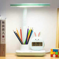Đèn học hình con thỏ kèm đồng hồ với 3 chế độ điều chỉnh sáng bảo vệ mắt