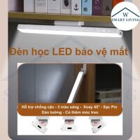 Đèn học LED xoay 45° treo hay dán tường bảo vệ mắt chống cận sạc Pin tích điện USB 3 chế độ sáng đèn làm việc máy tính