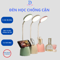 Đèn học tích điện để bàn học tập làm việc có kệ để điện thoại hộp bút bóng đèn led chống cận