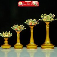 Đèn Hợp Kim Hoa Sen Pha Lê CHÂN THIỆN MỸ, Trang Trí Phòng Thờ, Phong Thủy Cao Cấp
