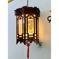 Đèn Kéo Quân gỗ cao 38cm sài điện( Hình quay Tranh Đông Hồ)