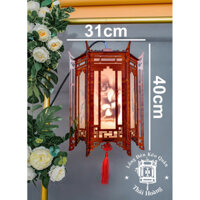 Đèn kéo quân gỗ cao 40cm sài điện