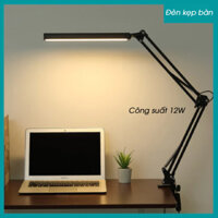 Đèn kẹp bàn học kim loại 12W cáp dài 1.2m đọc sách, làm việc, 3 màu ánh sáng bảo vệ thị lực kích thước 37x37x35cm
