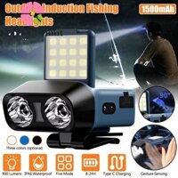 Đèn kẹp mũ LED giới hạn năng suất, 5 chế độ ánh sáng Đèn pha cảm biến siêu sáng, Lumens cao có thể điều chỉnh độ sáng vô cấp chống nước Đèn pha câu cá cảm ứng có thể điều chỉnh độ sáng Đèn pha cắm trại