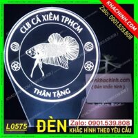 Đèn khắc Logo CLB cá Xim, cảnh - nhận làm đèn thương hiệu quà tặng doanh nghiệp - Mẫu L0575-V có Remote thay đổi 16 màu