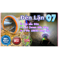 💥(ĐÈN LẶN CHUYÊN NGHIỆP) Đèn Đội Đầu 07 Led Osram Chiếu Xa, Lặn Sâu 30m, Pin 10h