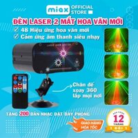 Đèn laser 2 mắt hoa văn mới MIAX, đèn laze sân khấu karaoke nháy theo nhạc, đèn laser bay phòng mini