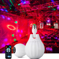 Đèn Laser Mini E27 Đầu Đèn DJ Disco Chiếu Sáng Giáng Sinh Chiếu Sáng Dreamy Xoay Giọng Nói Điều Khiển Flash Giai Đoạn