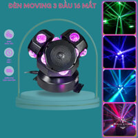 Đèn Laser Moving 3 Đầu 16 Mắt Ánh Sáng RGB 4 Trục Xoay 360 Độ Chuyên Nghiệp Cho Phòng Bay, Vũ Trường, Karaoke, Đám Cưới