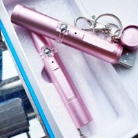 Đèn Laze Laser Tia Xanh Lá Móc Khóa Sạc Trực Tiếp USB Vỏ Hồng Nhạt