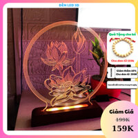 Đèn LED 3D Hoa Sen, Trang Trí Ban Thờ, Bàn Làm Việc, Ban Thần Tài