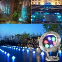 Đèn led âm nước 6w dạng đế hắt - điện áp 12/24V an toàn chiếu sáng đài phun nhạc nước, hồ cá Koi