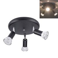 Đèn LED âm trần 3 đầu tròn 9W GU10 Đèn chiếu sáng phía trước gương có thể điều chỉnh, Màu phát ra: Ánh sáng trắng (Đen)