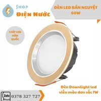 Đèn led âm trần 7W viền vàng ánh sáng trắng Sunmax/ đèn led downlight 7W