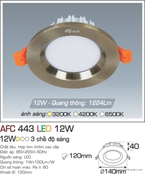 Đèn led âm trần Anfaco AFC 443 - 12W 1C