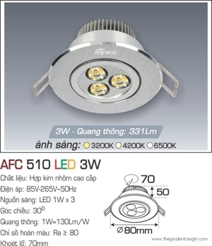Đèn led âm trần Anfaco AFC 510 - 3W