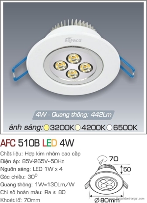 Đèn led âm trần Anfaco AFC 510 - 4W