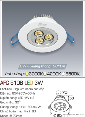 Đèn led âm trần Anfaco AFC 510B - 3W