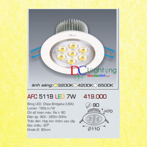 Đèn led âm trần Anfaco AFC 511B - 7W