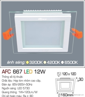 Đèn led âm trần Anfaco AFC 667 - 12W