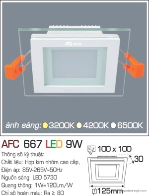 Đèn led âm trần Anfaco AFC 667 - 9W