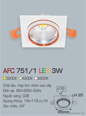 Đèn led âm trần Anfaco AFC 751/1 - 3W