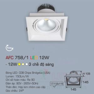 Đèn led âm trần Anfaco AFC 758/1 - 12W