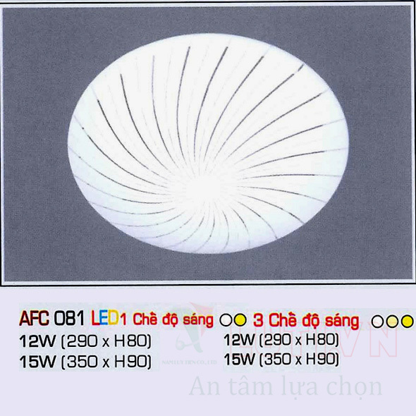 Đèn led âm trần Anfaco AFC 081 - 15W, 3CĐ