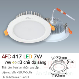 Đèn led âm trần Anfaco AFC-417 - 7W, 1CĐ