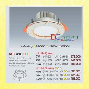 Đèn led âm trần Anfaco AFC 418 - 9W 3CĐ