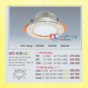 Đèn led âm trần Anfaco AFC 418 - 12W 3CĐ