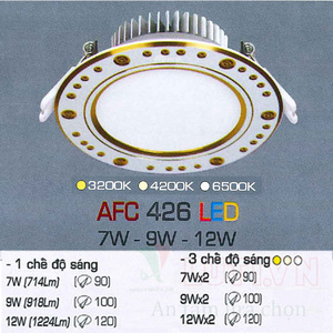 Đèn led âm trần Anfaco AFC 425 - 9W, 3CĐ