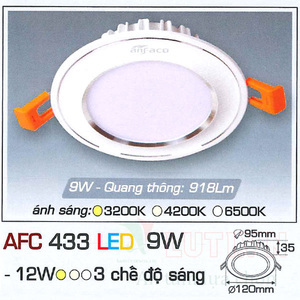 Đèn led âm trần Anfaco AFC-433 - 9W, 3CĐ