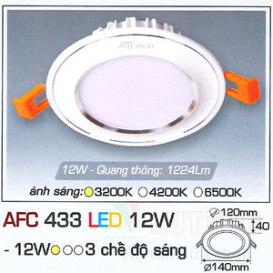 Đèn led âm trần Anfaco AFC-433 - 12W, 3CĐ