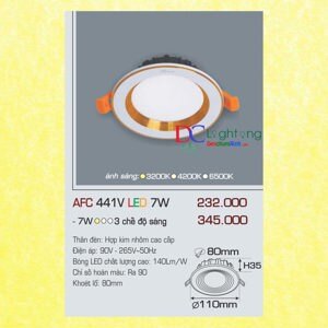 Đèn led âm trần Anfaco AFC-441V - 7W, 1CĐ